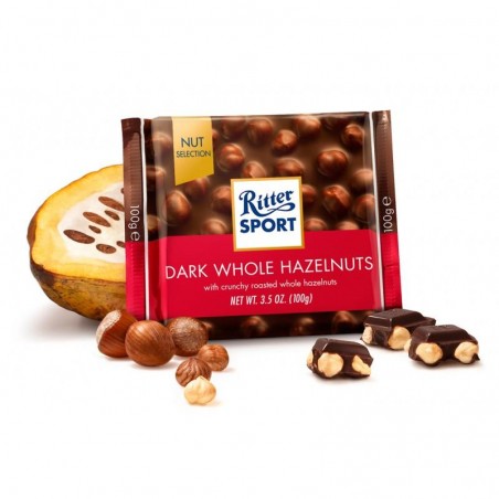 Chocolate semi amargo Ritter Sport con avellanas enteras 100 g