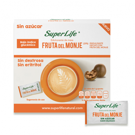 Super Life® Fruta del Monje(Monk Fruit) sin azúcar, 150 sobres
